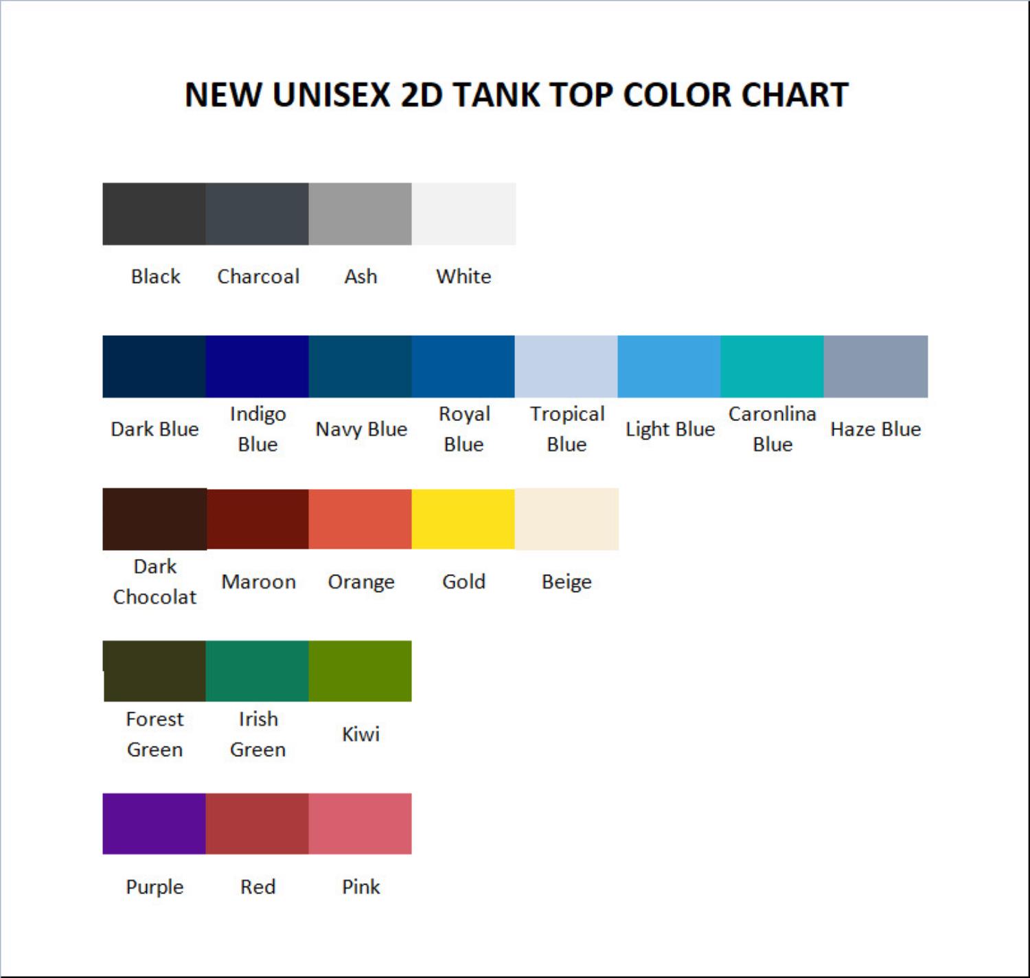 tank top color chart - My Hero Academia EU Store