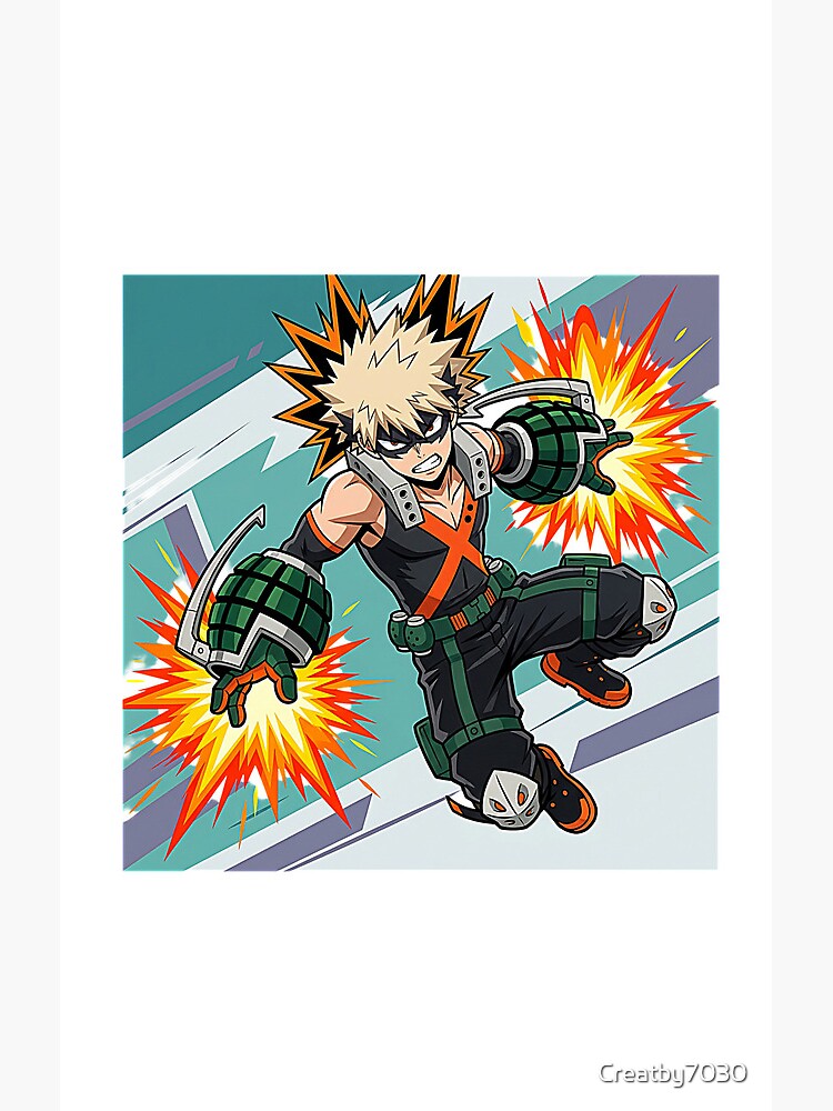 Dynamic Anime Character Illustration Explosive Hero Action Pose Shower Curtain - Image 2