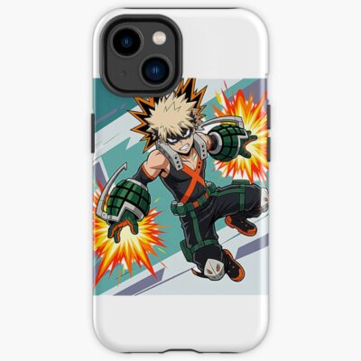 Dynamic Anime Character Illustration Explosive Hero Action Pose Iphone Case