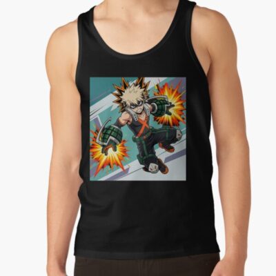 Dynamic Anime Character Illustration Explosive Hero Action Pose Tank Top