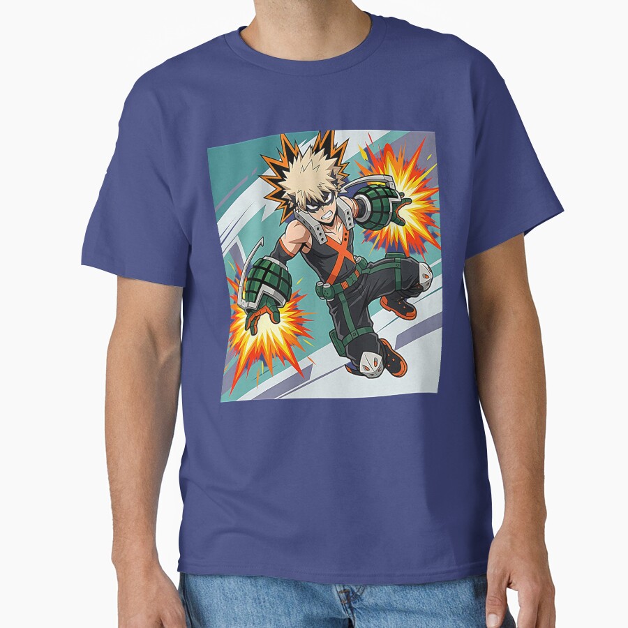 Dynamic Anime Character Illustration Explosive Hero Action Pose T-shirt - Image 4