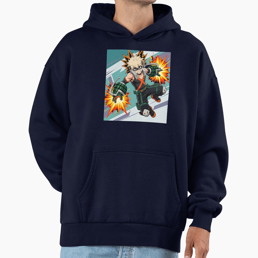 Dynamic Anime Character Illustration Explosive Hero Action Pose Hoodie - Image 5