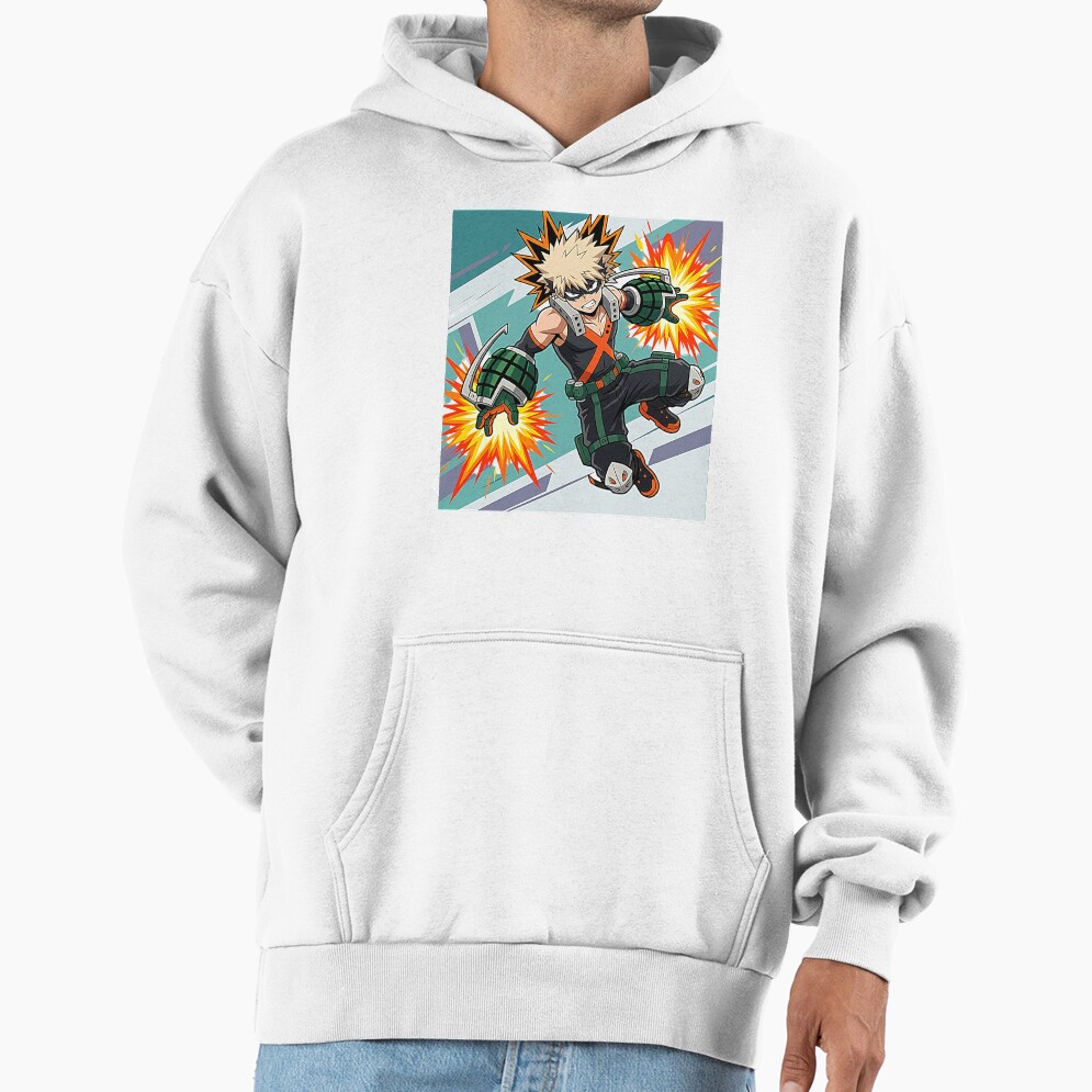 Dynamic Anime Character Illustration Explosive Hero Action Pose Hoodie - Image 2