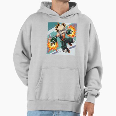 Dynamic Anime Character Illustration Explosive Hero Action Pose Hoodie