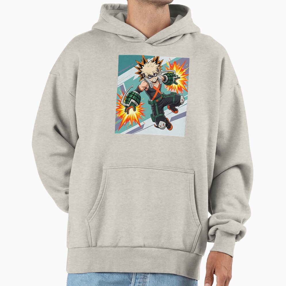 Dynamic Anime Character Illustration Explosive Hero Action Pose Hoodie - Image 4