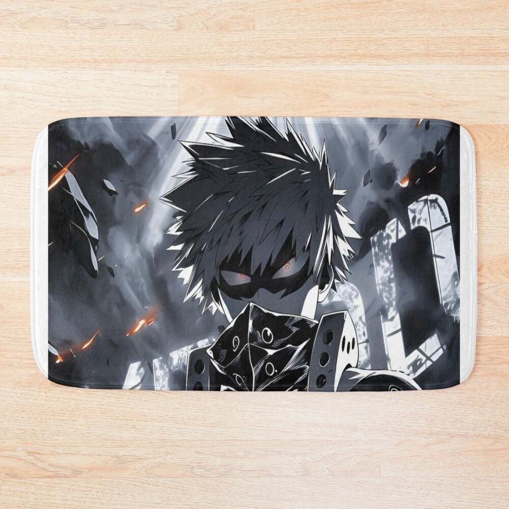 Explosive Power Anime Hero Dark Battle Warrior Anime Action Art Bath Mat