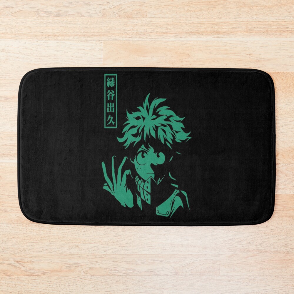 Hero Inspired Dynamic Character Illustration Izuku Bath Mat