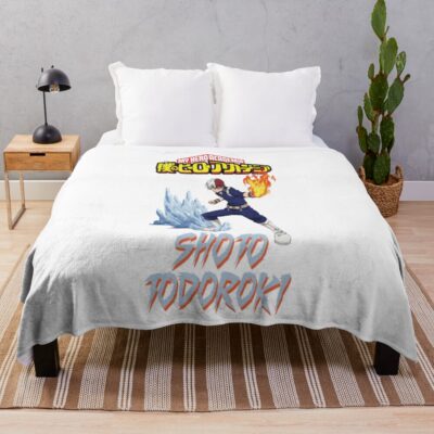 Hero Inspired Dynamic Character Illustration Shoto Throw Blanket
