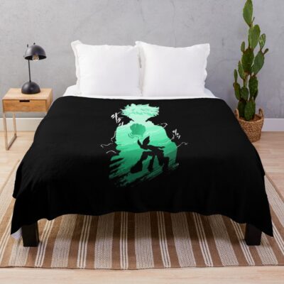 Green Haired Hero Throw Blanket