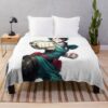 Super Saiyan Goku Blue Aura Powerful Chibi Warrior Throw Blanket