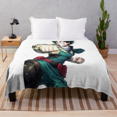 Super Saiyan Goku Blue Aura Powerful Chibi Warrior Throw Blanket