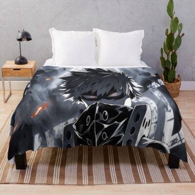 Explosive Power Anime Hero Dark Battle Warrior Anime Action Art Throw Blanket