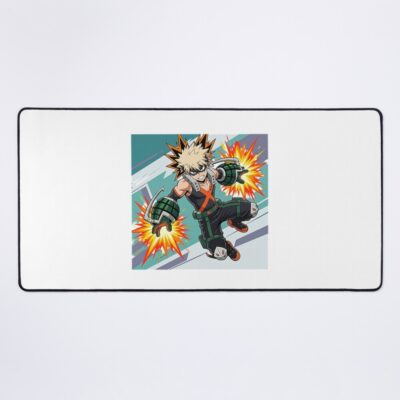 Dynamic Anime Character Illustration Explosive Hero Action Pose Mouse Pad