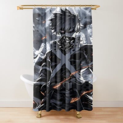 Explosive Power Anime Hero Dark Battle Warrior Anime Action Art Shower Curtain