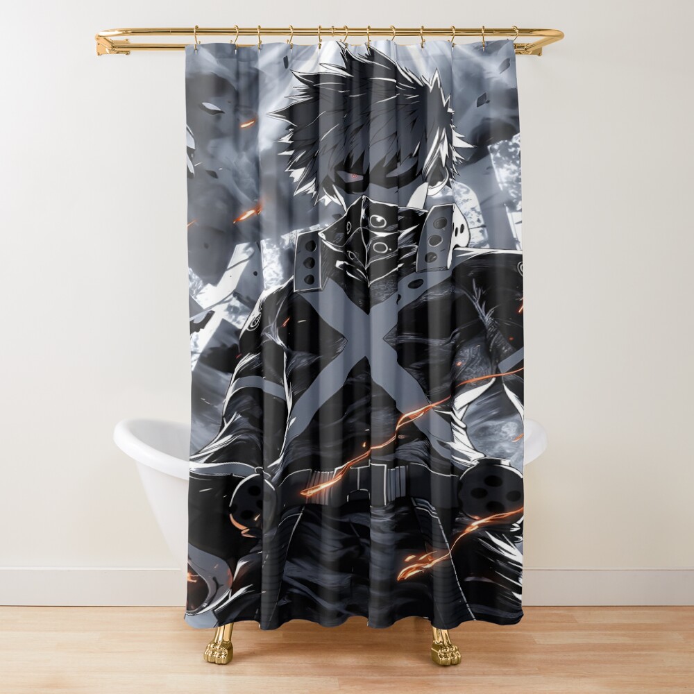 Explosive Power Anime Hero Dark Battle Warrior Anime Action Art Shower Curtain