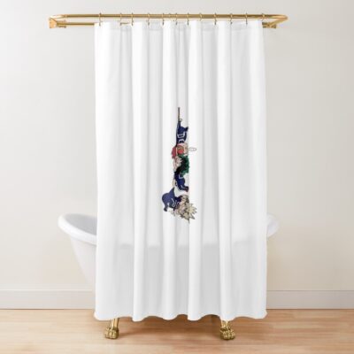 Funny Hanging Chibi Hero Pile Shower Curtain