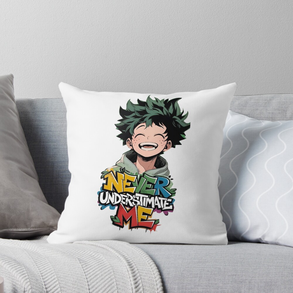 Never Underestimate Me Anime Hero Motivation Quote Throw Pillow