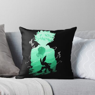 Green Haired Hero Throw Pillow