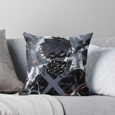 Explosive Power Anime Hero Dark Battle Warrior Anime Action Art Throw Pillow
